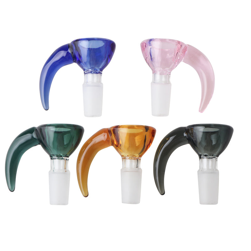 Full Colour Horn Slide Glass Bowl with built in glass screen | 14mm